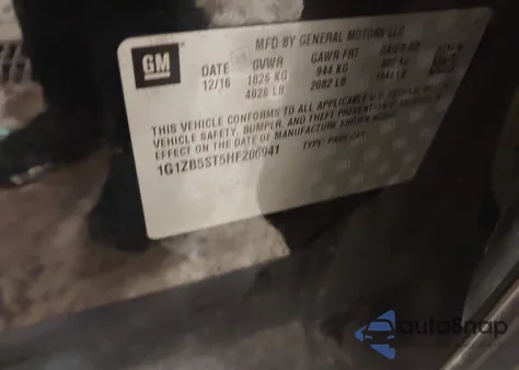 2017 Chevrolet Malibu Ls из США, поврежденный, VIN 1G1ZB5ST5HF206941